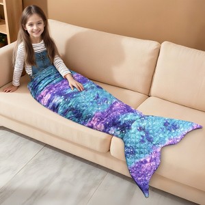 Catalonia Girls Thick Blanket Mermaid Tail, Soft Warm Sleeping Bag Snuggle Blanket for Girl Toddler Kid, Cozy Gift (Fish Scale Pattern, 61x19 Inches) - 1 of 4