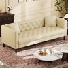81" Leather Couch, Handmade Button Tufted 3 Seater Sofa, Chesterfield Sofa with Deep Seat and 2 Pillows - 2 of 4