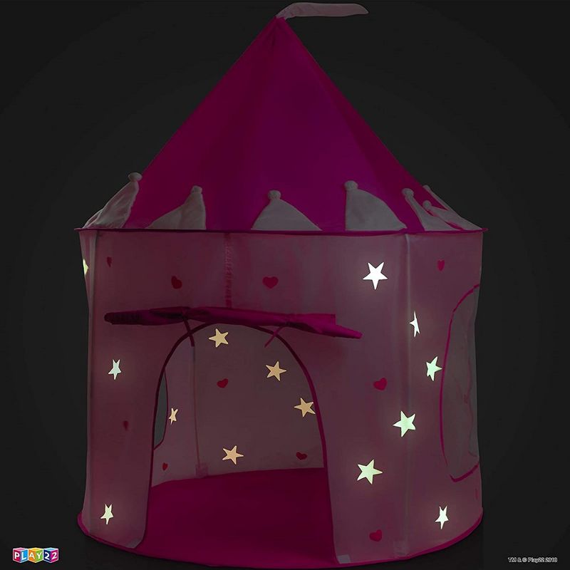 Play Tent Princess Pink Castle Glowing in the Dark Stars - Portable Kids Play Tent Fordable Into a Carrying Bag for Outdoor and Indoor Use - Play22usa, 6 of 14