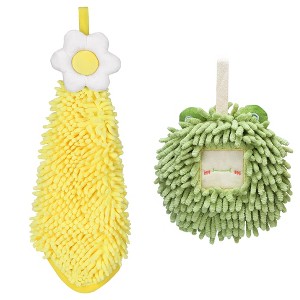 REGALWOVEN 2 Packs Soft Absorbent Cute Decorative Chenille Hand Towel for Bathroom 6" x 15"/7" x 7" - 1 of 4