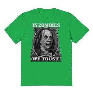 Rerun Island Men In Zombies We Trust Short Sleeve Graphic Cotton T-Shirt - 1 of 4