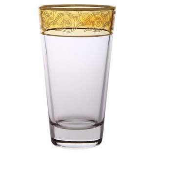 Classic Touch Set of 6 Water Glasses with Gold Artwork