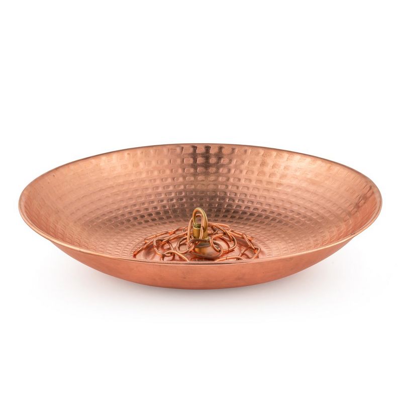 Marrgon 11" Copper Anchoring Basin - Hammered Metal Bowl for Rain Chain Downspouts, 1 of 6
