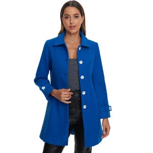 Allegra K Women's Winter Outerwear Peter Pan Collar Mid-thigh A-line Single Breasted Coat - 1 of 4