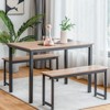 Tangkula 3pcs Dining Table Set for 4 Modern Industrial Counter Height Kitchen Table Set with 2 Benches for Dining Room Natural/Brown - 4 of 4