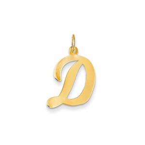 Black Bow Jewelry 14k Yellow Gold, Madison Collection, Medium Script Initial Pendant A-W - 1 of 4