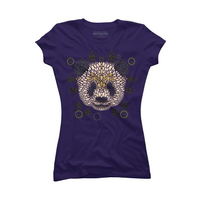 Junior's Design By Humans Panda Face By LetterQ T-Shirt
