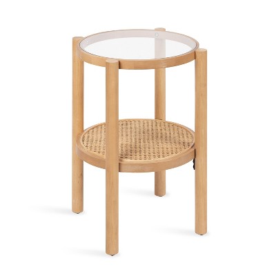 Kate and Laurel Shorehaven Rattan Side Table, 18x18x24, Natural