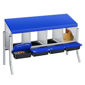 Weatherproof Metal Chicken Nesting Box with 4 Holes & Removable Tray - Automatic Rollout Egg Collection - Easy Clean & Quick Assembly for Hens - 1 of 4