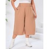 Coolmee Women Plus Size Palazzo Pants Wide Leg Smocked Waist Casual Loose Pants with Pockets - 3 of 4