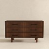 Logan Mid Century Modern Walnut Dresser with 6 Drawers for Ample Storage in Solid Wood 33.1"H x 55.9"W x 17.7"D - 3 of 4