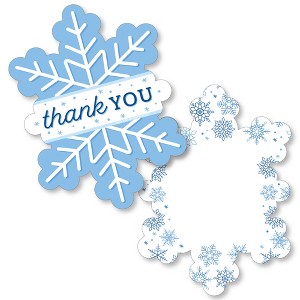 Big Dot of Happiness Blue Snowflakes - Shaped Thank You Cards - Winter Holiday Party Thank You Note Cards with Envelopes - Set of 12 - 1 of 4