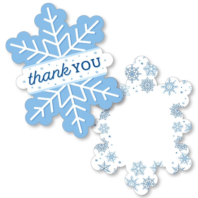 Big Dot of Happiness Blue Snowflakes - Shaped Thank You Cards - Winter Holiday Party Thank You Note Cards with Envelopes - Set of 12, 1 of 8