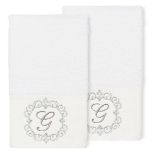 Linum Home Textiles 100% Turkish Cotton MONICA 2PC Embellished Hand Towel Set - 1 of 1
