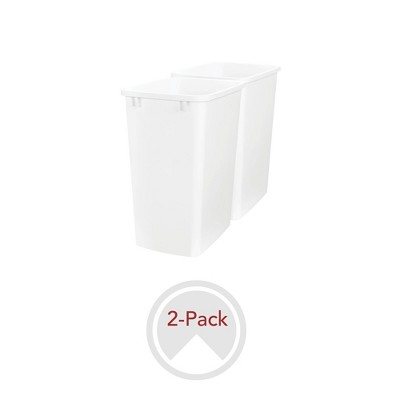 White Plastic 35 Quart Pull-Out Trash Bin Set