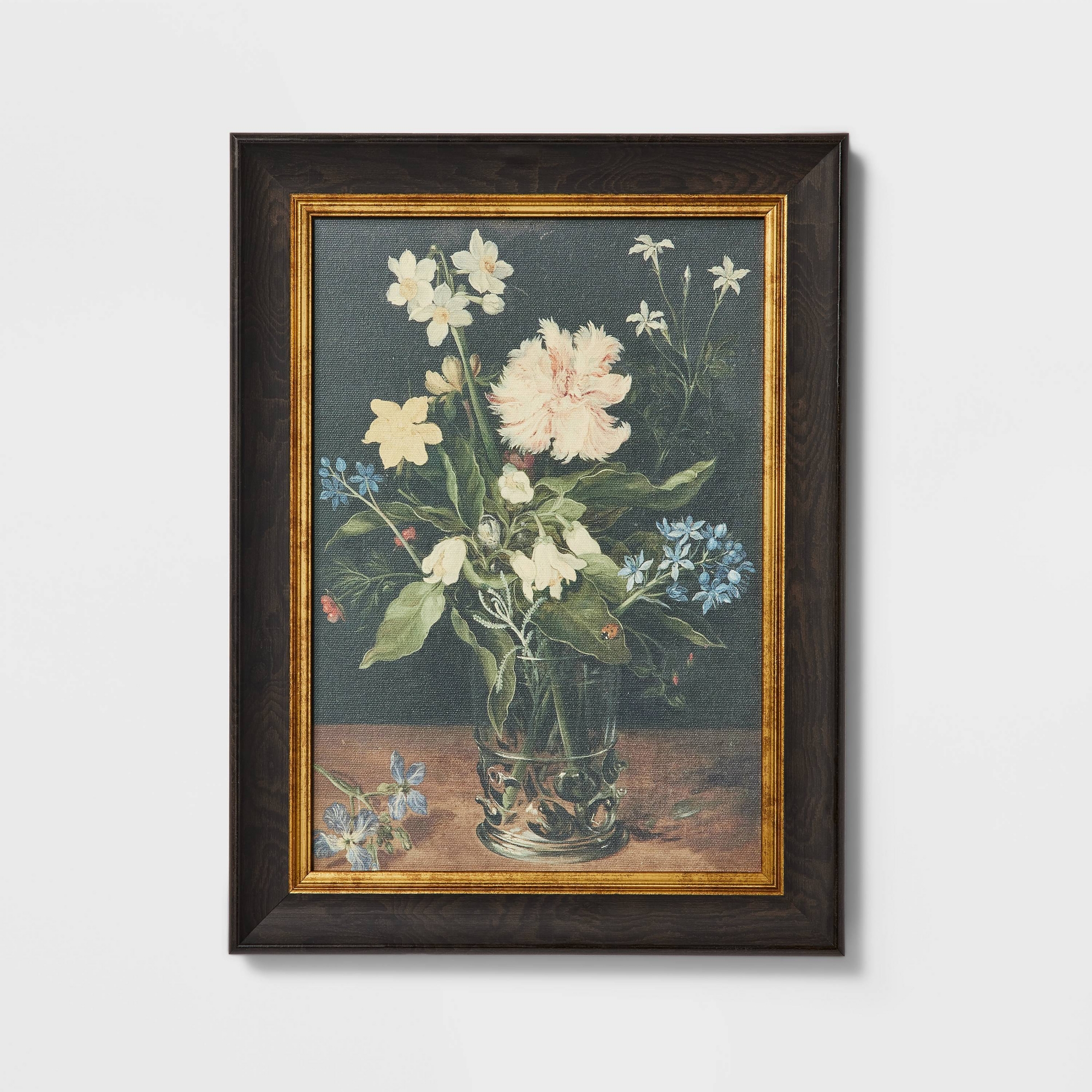12" x 16" Floral Cotton Canvas Framed Wall Art - Threshold™ designed with Studio McGee : Vintage Botanical Decor