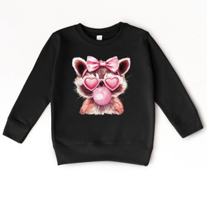 Valentine Raccoon With Bubblegum - Toddler Graphic Sweatshirt - 1 of 4