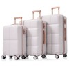 3 PCS Expandable ABS Hard Shell Luggage Set with Cup Holder, Spinner Wheels and TSA Lock,  20" with USB Port 4Q - ModernLuxe - 3 of 4