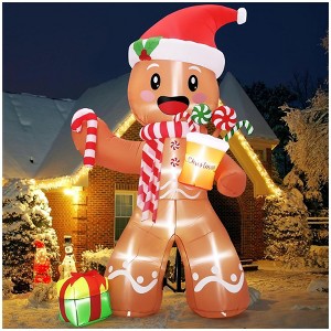 TackView 8ft Inflatables Christmas Yard Decorations, Cute Blow Up Gingerbread Man Xmas Inflatable for Yard Garden Party Decor - 1 of 4