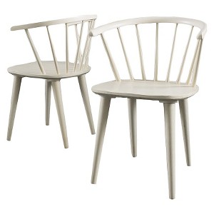 Set of 2 Countryside Rounded Back Spindle Wood Dining Chair Antique White - Christopher Knight Home: Rubberwood, Kitchen-Compatible - 1 of 4