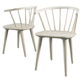Set of 2 Countryside Rounded Back Spindle Wood Dining Chair Antique White - Christopher Knight Home