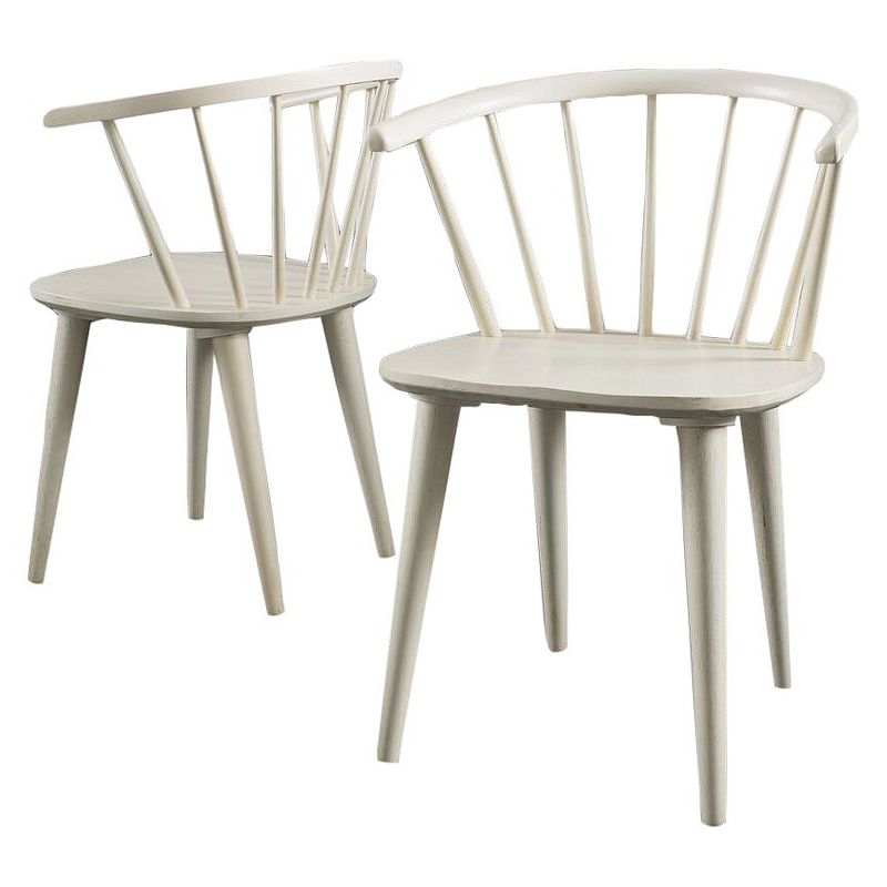 Set of 2 Countryside Rounded Back Spindle Wood Dining Chair Antique White - Christopher Knight Home, 1 of 10