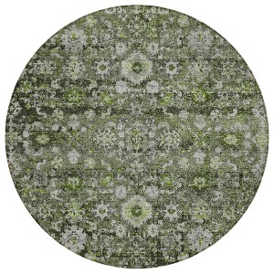Green And Olive Green Oriental Washable Indoor Outdoor Area Rug - 1 of 4