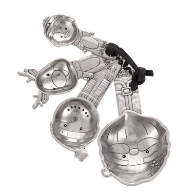 Ganz 4-Piece Zinc Alloy Measuring Spoon Set For Kitchen, Holiday Friends Themed, Silver