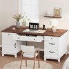 Wooden Home Office Desk with Built-in Power Outlet, Suitable for Office Use - 2 of 3