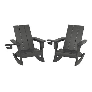 WestinTrends Ashore Outdoor HDPE Plastic Preschool Toddler Modern Adirondack Rocking Chairs (Set of 2) - 1 of 4