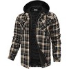 COOFANDY Men's Flannel Shirt Jacket Warm Quilted Lined Hooded Long Sleeve Plaid Shirt Jackets - 3 of 4