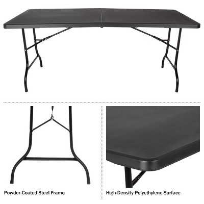Black 6-Foot Folding Camping and Utility Table