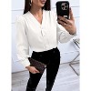 Imily Bela Women's Business Casual V Neck Chiffon Blouse Long Sleeve Button Down Summer Shirt - 3 of 4