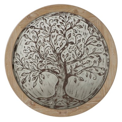 Wooden Tree Embossed Wall Decor Brown - Olivia & May: Mdf Circular ...