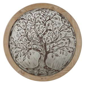 Wooden Tree Embossed Wall Decor Brown - Olivia & May: MDF Circular Farmhouse Art - 1 of 4