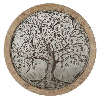 Wooden Tree Embossed Wall Decor Brown - Olivia & May