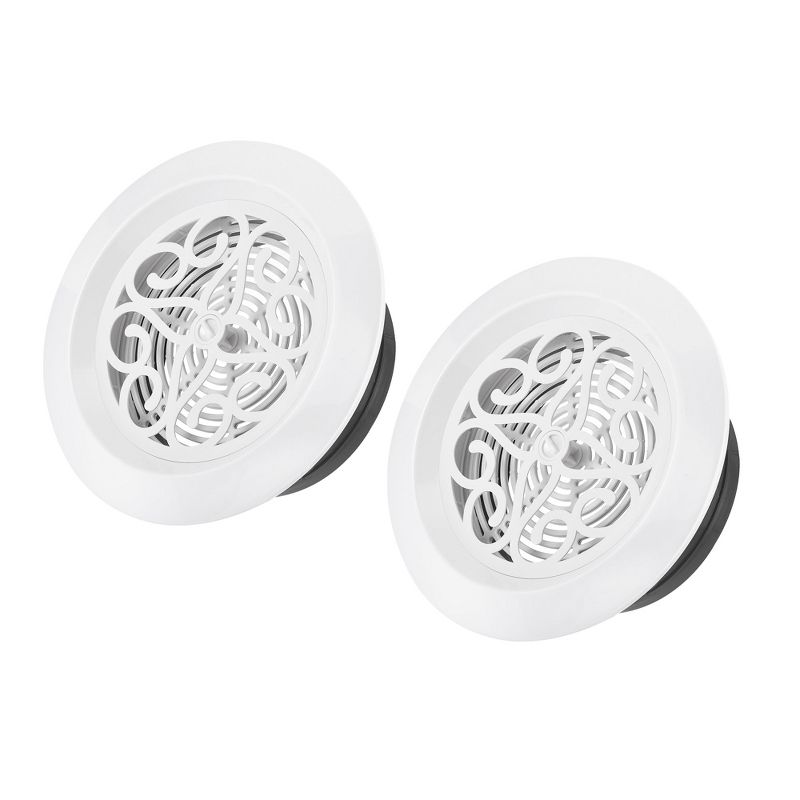 Unique Bargains Bathroom Home Office Adjustable Pattern Screen Grille Cover Louver Round Air Vent 2 Pcs, 1 of 6