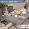 ALAULM 7-Piece Balcony Dining Set Outdoor Furniture, includes 6 rattan rocking chairs and a large metal dining table with umbrella hole, sand. - 2 of 4