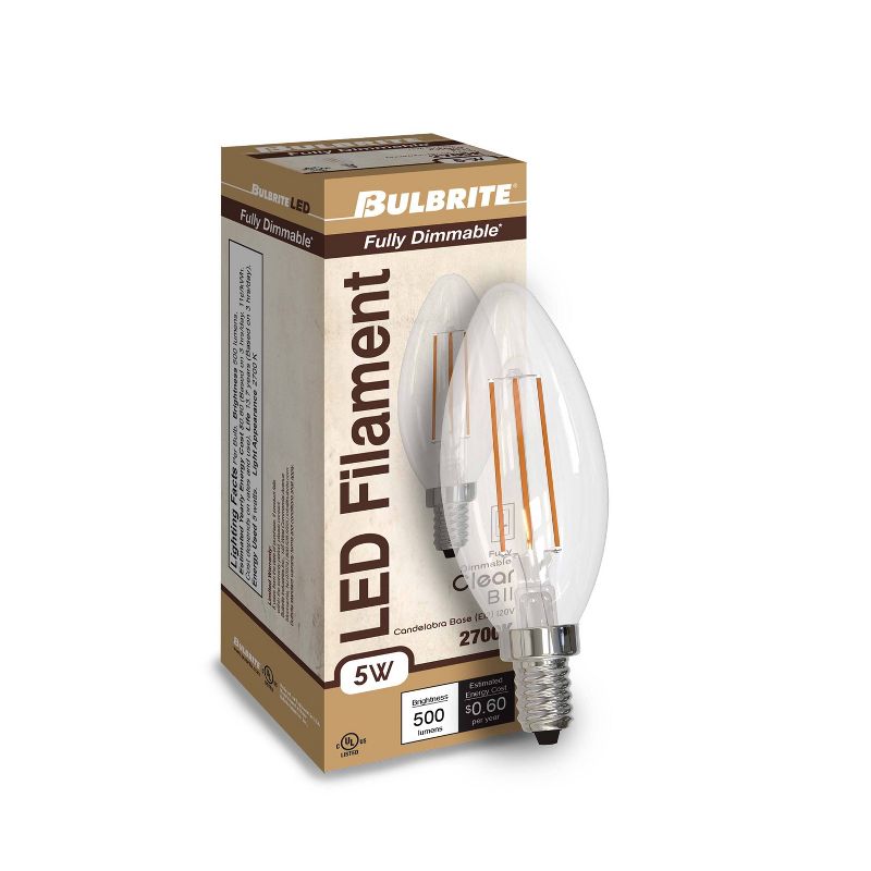 Bulbrite Set of 4 5W 60W Equivalent B11 LED Dimmable Light Bulbs E12, 3 of 8