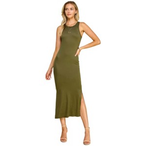 Slickblue Side Slit Maxi Dress, High Neck Sleeveless, Women’s Form-Flattering Style, Multiple Color Options, Size S-L - 1 of 4
