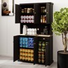 Gulches 71" Kitchen Pantry Storage Cabinet with Microwave Oven Countertop, Freestanding Hutch Cabinet with Adjustable Shelves, Doors,  Drawer-Black - 2 of 4