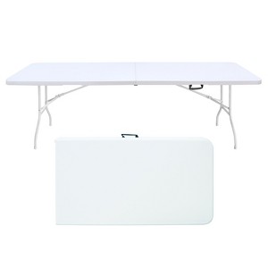 Vynxaria Folding Tables - 96-Inch Portable Table for Camping, Picnics, and Parties, White - 1 of 4