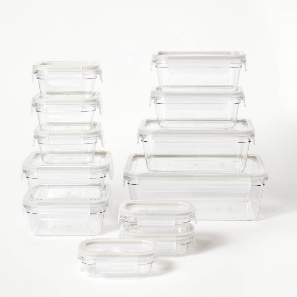 24pc (set of 12) Plastic Food Storage Container Set with Lids Clear - Figmintâ„¢