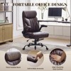 Ergonomic Leather Office Chair with PU Upholstery, 360° Swivel, Adjustable Armrests & Wheels - Comfortable Small Gaming Desk Chair - 3 of 4