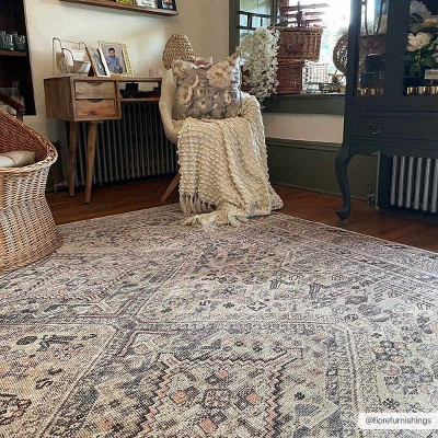 Hauteloom Barny Tan Flat Pile Washable Area Rug