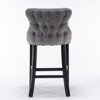 DOMETOUR Velvet Upholstered Wing-Back Barstools with Button Tufted DecorationBand Chrome Nailhead Trim Leisure Style Bar Chair Set of 2 - 4 of 4
