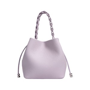 Alilang Women's Leather Drawstring Bucket Handbag with Braided Top