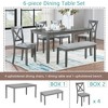 Lyngins 6-Piece Modern Wooden Dining Table Set for 6 People– Rectangular Table, 4 Upholstered Armless Chairs & Bench, for Living Room/Kitchen - 2 of 4