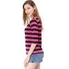 INSPIRE CHIC Women's Elbow Sleeves Boat Slim Fit Casual Stripe Animal Print Multi Floral Pattern T-Shirt - 4 of 4