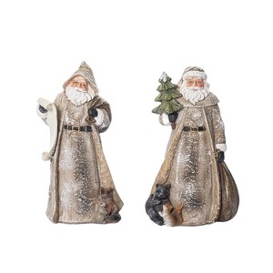 Transpac Resin Forest Santa Figurine Set of 2 Christmas Home Decorations - 1 of 1